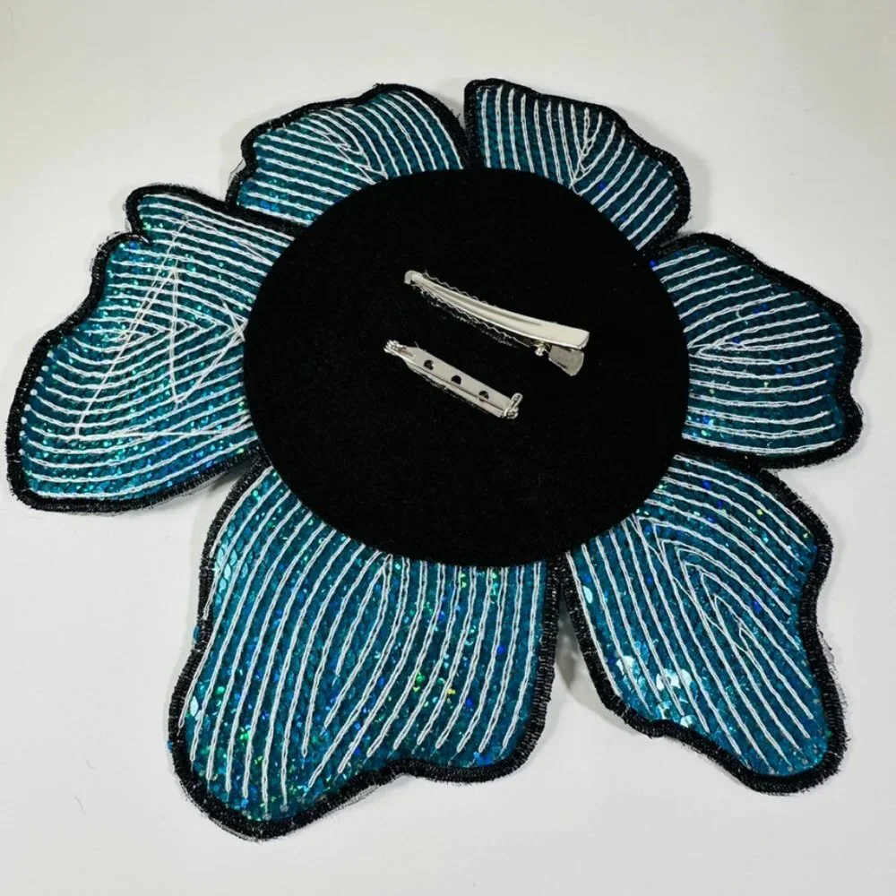 XLarge Sparkling sequin hair flower or Pin Handmade pinup luau tiki